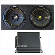 Kicker 12" Dual Subwoofer Box With Kicker CXA400.1 Mono Amplifier