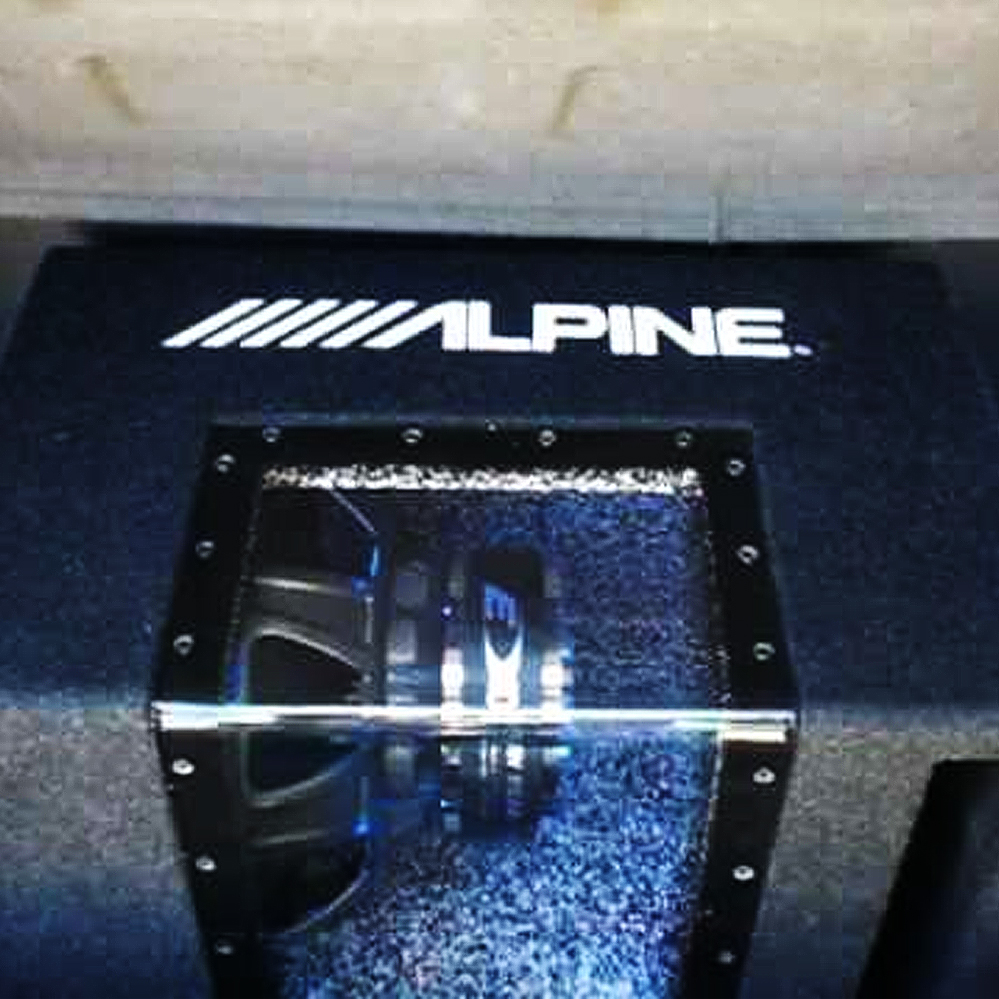 Alpine SBG-1244BP bandpass subwoofer in custom enclosure