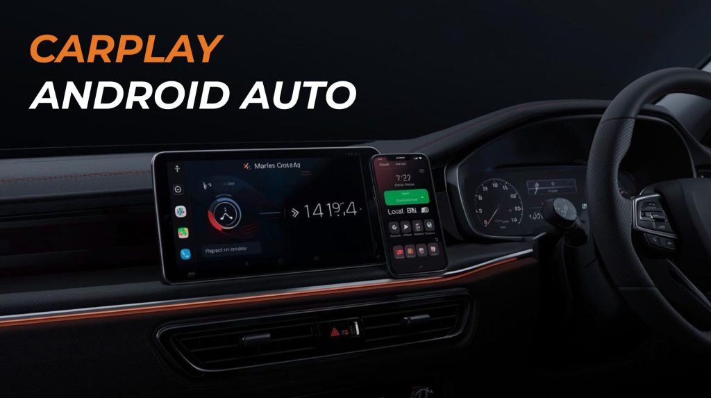 Apple CarPlay installation interface displayed on modern car dashboard screen in London vehicle upgrade service