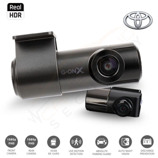 G-ON X 2CH 1080p FHD Dash Camera with 32GB SD Card for Toyota