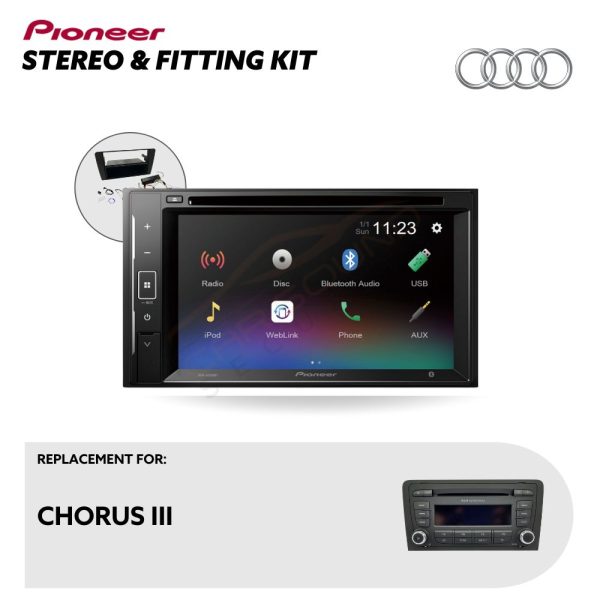 Audi A3 CHORUS III Part Amplified Stereo Upgrade – Pioneer Touchscreen with Installation Kit