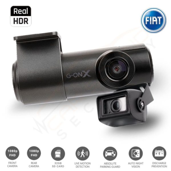 G-ON X Commercial 2CH 1080p FHD Dash Camera with 32GB SD Card for Fiat