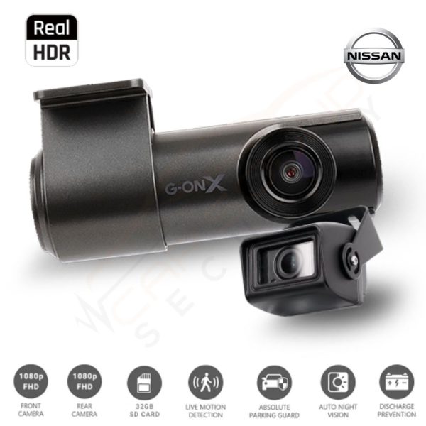 G-ON X Commercial 2CH 1080p FHD Dash Camera with 32GB SD Card for Nissan