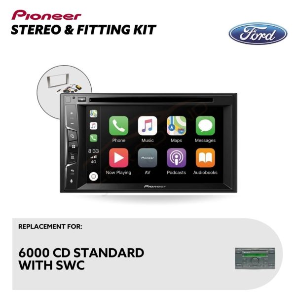 Pioneer CarPlay Touchscreen Replacement Stereo with Installation Kit for Ford Mondeo 6000 CD Standard SWC