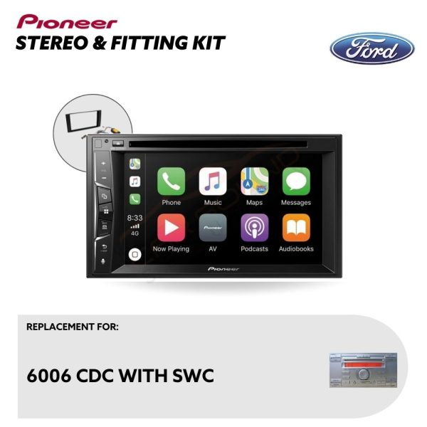 Pioneer CarPlay Touchscreen Replacement Stereo with Installation Kit for Ford S-Max 6006 CDC SWC