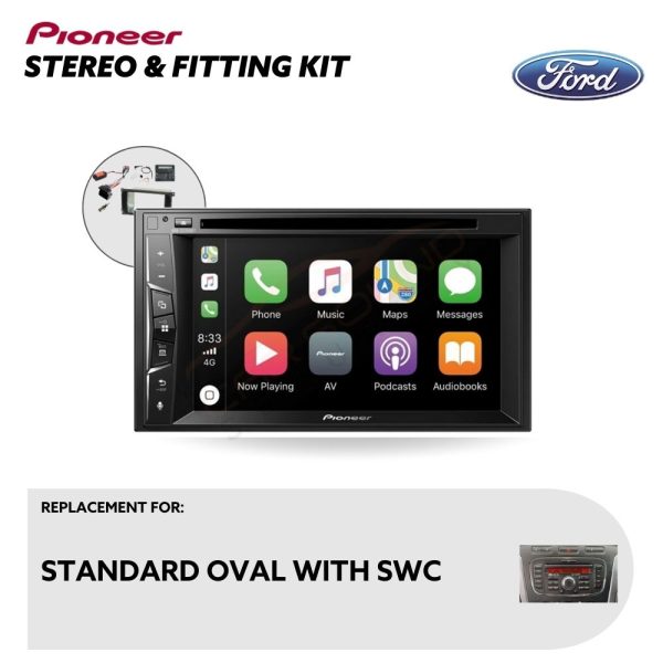 Pioneer CarPlay Touchscreen Replacement Stereo with Installation Kit for Ford S-Max Standard SWC