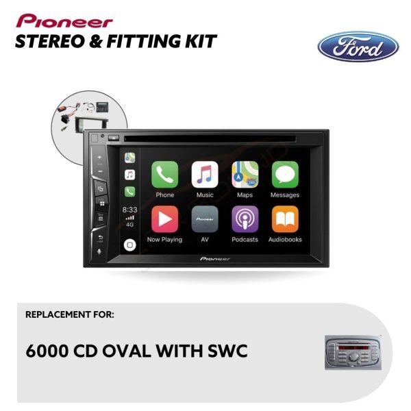 Pioneer CarPlay Touchscreen Replacement Stereo with Installation Kit for Ford Mondeo 6000 CD Oval SWC