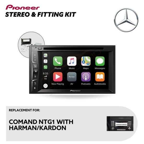 Pioneer CarPlay Touchscreen Replacement Stereo with Installation Kit for Mercedes SLK Comand NTG1 With Harman/Kardon