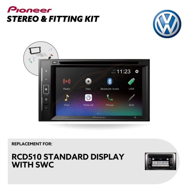 VW Scirocco RCD510 SD SWC Factory Stereo Upgrade – Pioneer Touchscreen with Installation Kit