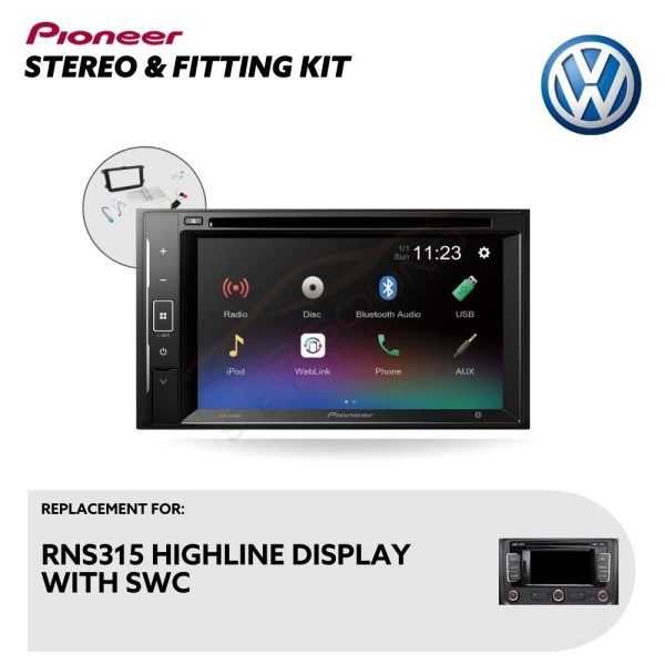 VW Scirocco RNS315 HD SWC Factory Stereo Upgrade – Pioneer Touchscreen with Installation Kit