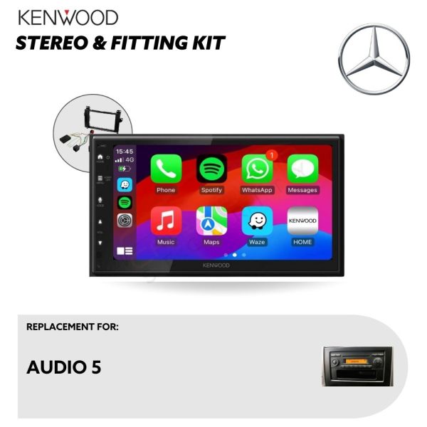Kenwood CarPlay Touchscreen Replacement Stereo with Installation Kit for Mercedes Viano Audio 5