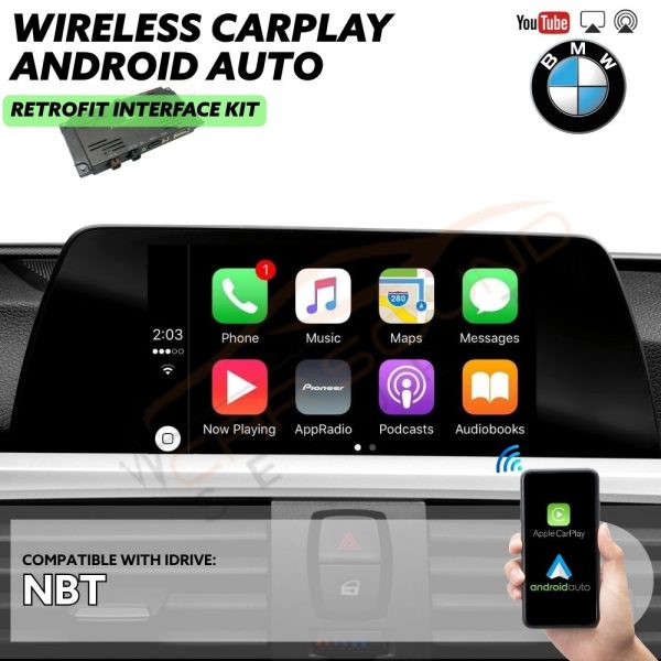 Wireless CarPlay & Android Auto Retrofit Interface for BMW i3 Series 2013 - 2016 NBT Factory iDrive Infotainment Stereo Screen