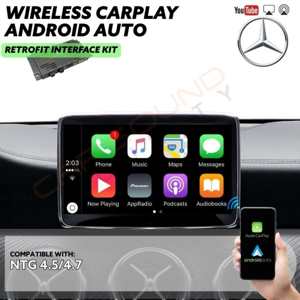 Wireless CarPlay & Android Auto Retrofit Interface for Mercedes SLC 2016+ NTG 4.5/4.7 Factory Infotainment Stereo Screen