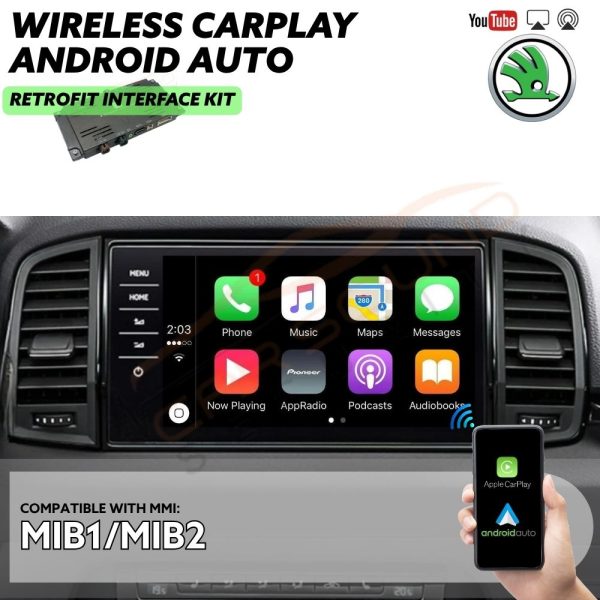 Wireless CarPlay & Android Auto Retrofit Interface for Skoda Superb 2008 - 2024 MMI MIB1/MIB2 Factory Infotainment Stereo Screen