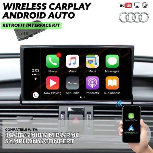 Wireless CarPlay & Android Auto Retrofit Interface for Audi A1 2010 - 2018 MMI 3G/3G+/RMC/MIB1/MIB2 Factory Infotainment Stereo Screen
