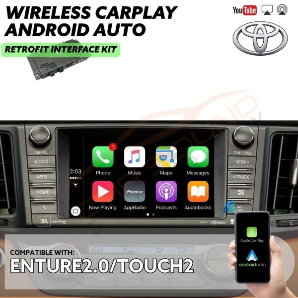 Wireless CarPlay & Android Auto Retrofit Interface for Toyota GT86 2012-2021 Enture2.0/Touch 2 Factory Infotainment Stereo Screen