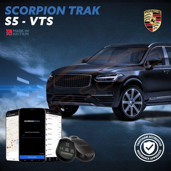 Scorpion S5 Thatcham S5 GPS tracker installed in a Porsche vehicle